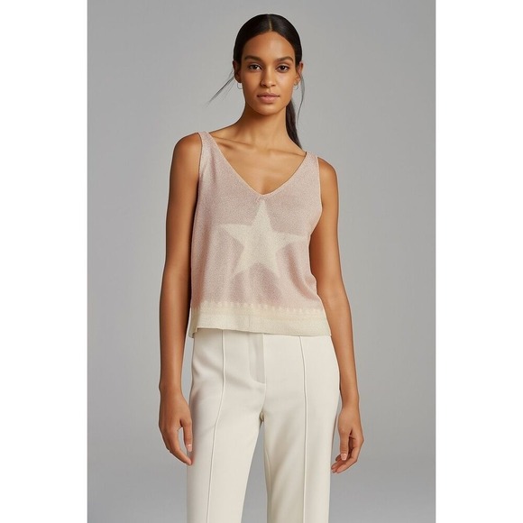 VENTI6 Shimmer Star Tank Top – Pink & Cream – Size Medium – Italy - Picture 11 of 11